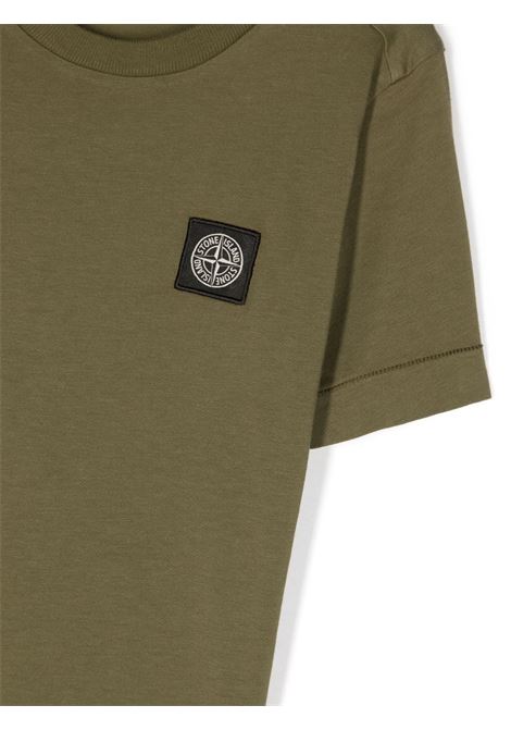 Military Green T-Shirt With Logo Patch STONE ISLAND JUNIOR | 791620147V0054