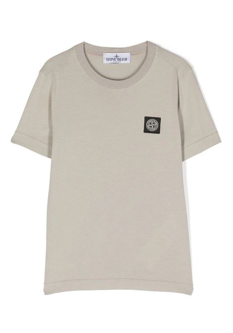 Dove Grey T-Shirt With Logo Patch STONE ISLAND JUNIOR | 791620147V0092