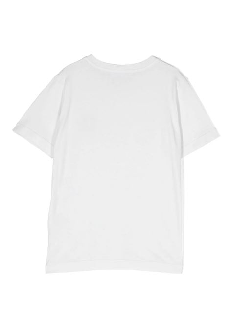 White T-Shirt With Logo Patch STONE ISLAND JUNIOR | 791620147V0093