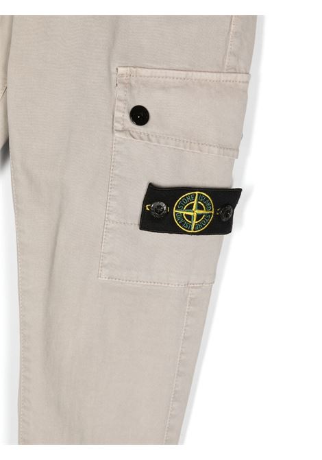 Dove Grey Cargo Trousers With Logo Badge STONE ISLAND JUNIOR | 791630115V0192