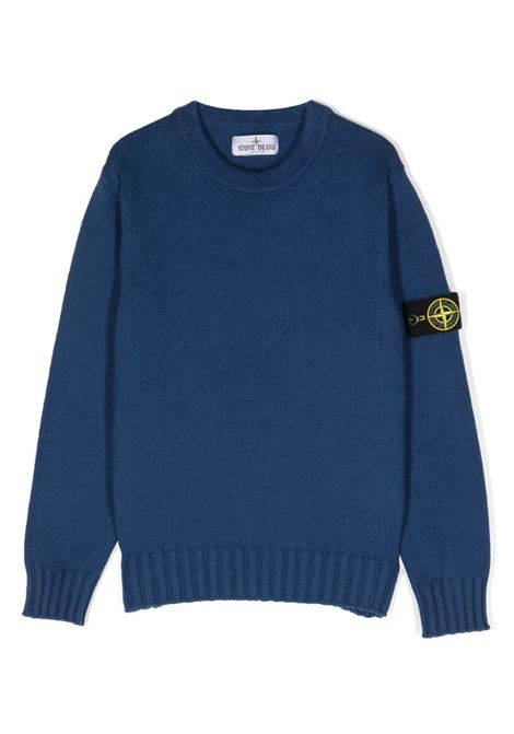 Crew Neck Sweater In Bluette Winter Cotton STONE ISLAND JUNIOR | 7916515A2V0022