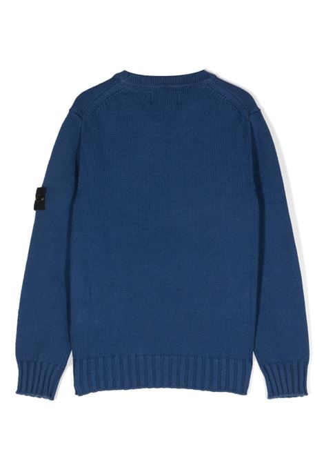 Crew Neck Sweater In Bluette Winter Cotton STONE ISLAND JUNIOR | 7916515A2V0022