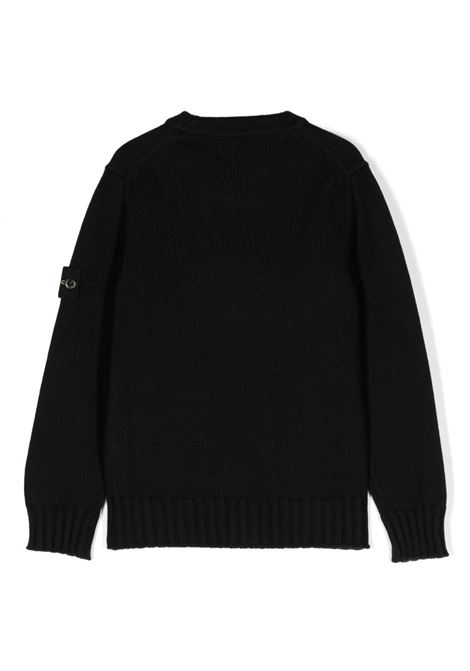 Crew Neck Sweater In Black Winter Cotton STONE ISLAND JUNIOR | 7916515A2V0029