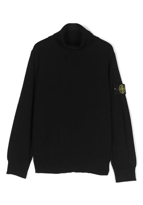 Black Wool Turtleneck Sweater STONE ISLAND JUNIOR | 7916517C4V0029