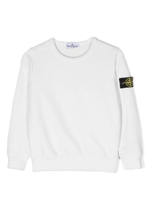 White Crew Neck Sweatshirt With Logo Badge STONE ISLAND JUNIOR | 791661320V0093