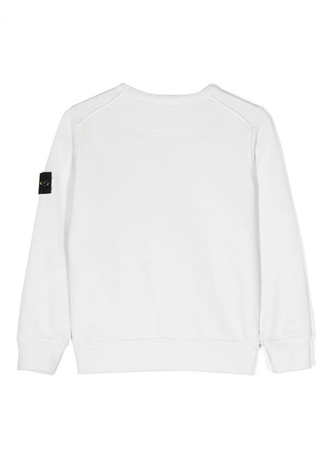 White Crew Neck Sweatshirt With Logo Badge STONE ISLAND JUNIOR | 791661320V0093