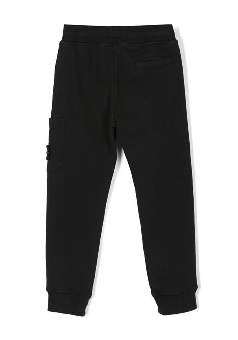 Black Fleece Cotton Cargo Trousers STONE ISLAND JUNIOR | 791661520V0029