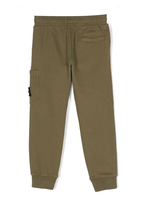 Military Green Fleece Cotton Cargo Trousers STONE ISLAND JUNIOR | 791661520V0054