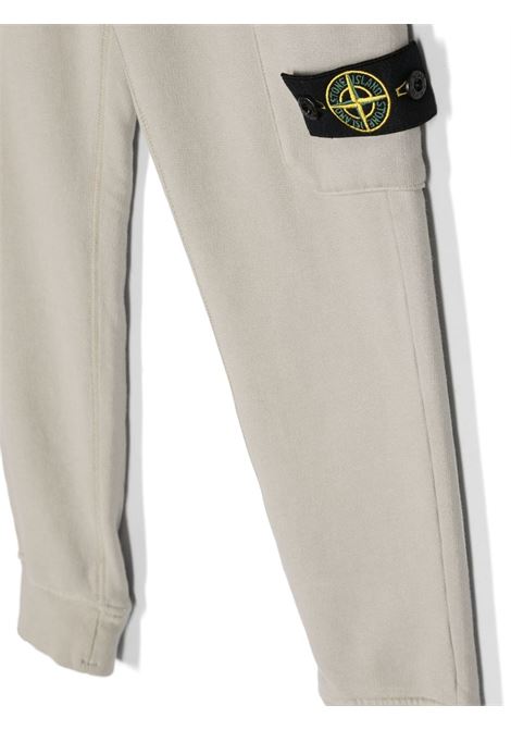 Dove Grey Fleece Cotton Cargo Trousers STONE ISLAND JUNIOR | 791661520V0092