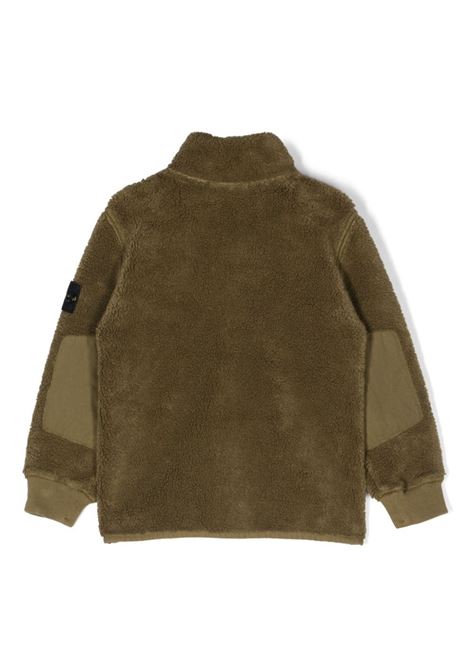 Sweatshirt With Zip In Military Green Teddy STONE ISLAND JUNIOR | 791661745V0054