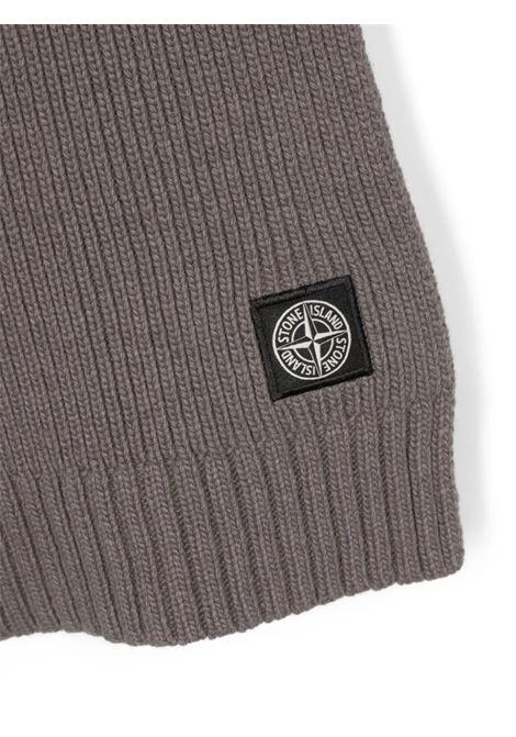 Dark Grey Wool and Cashmere Scarf with Logo Patch STONE ISLAND JUNIOR | 7916N02Z3V0063