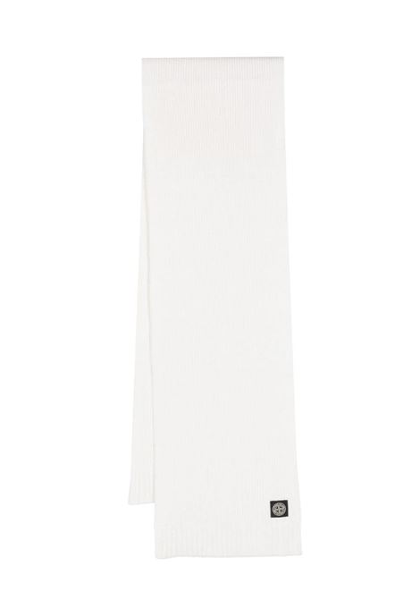 White Wool and Cashmere Scarf with Logo Patch STONE ISLAND JUNIOR | 7916N02Z3V0093