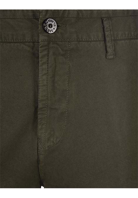 Military Green Cargo Trousers in Broken Twill Stretch Cotton  STONE ISLAND | 7915303L1V0158