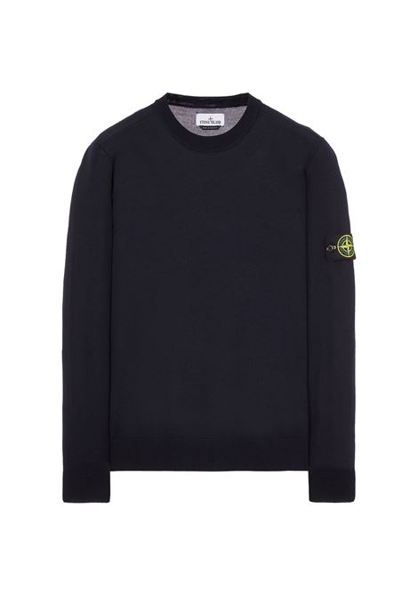Navy Blue Shaved Wool Crew Neck Sweater STONE ISLAND | 7915510C4A0020