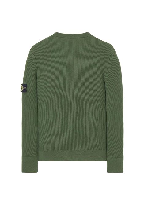 Military Green Ribbed Knitted Crew Neck Sweater STONE ISLAND | 7915553C2V0058