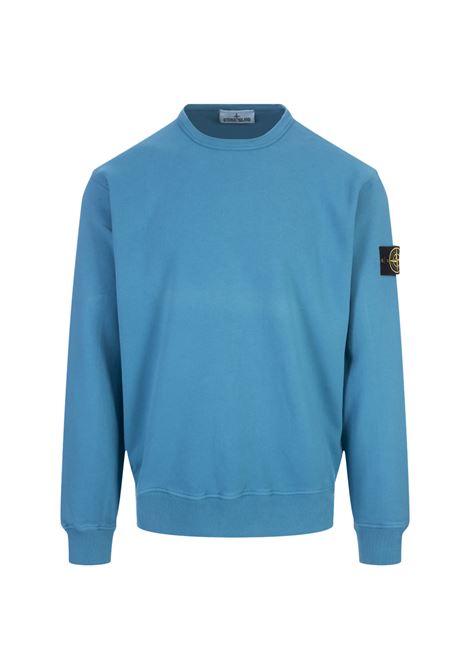Crew-Neck Sweatshirt In Turquoise Gauzed Cotton  STONE ISLAND | 791562420V0042