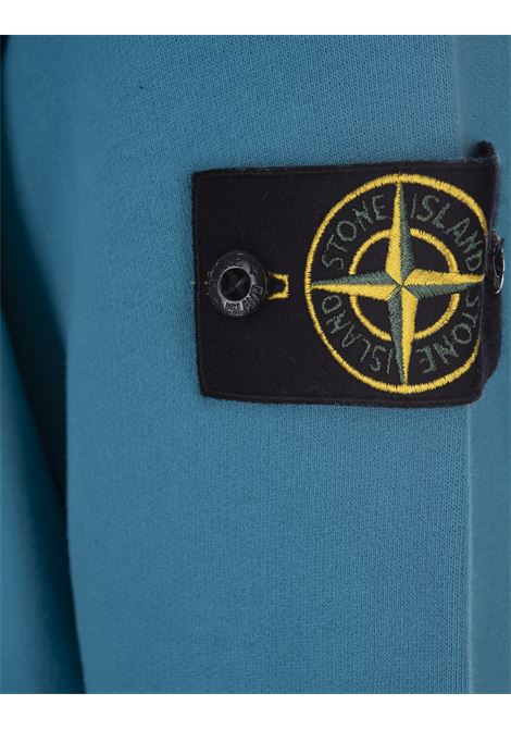 Crew-Neck Sweatshirt In Turquoise Gauzed Cotton  STONE ISLAND | 791562420V0042