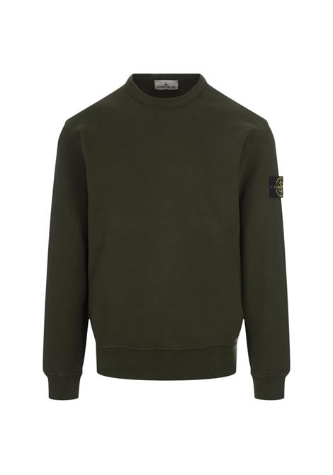 Crew-Neck Sweatshirt In Military Green Gauzed Cotton  STONE ISLAND | 791562420V0058