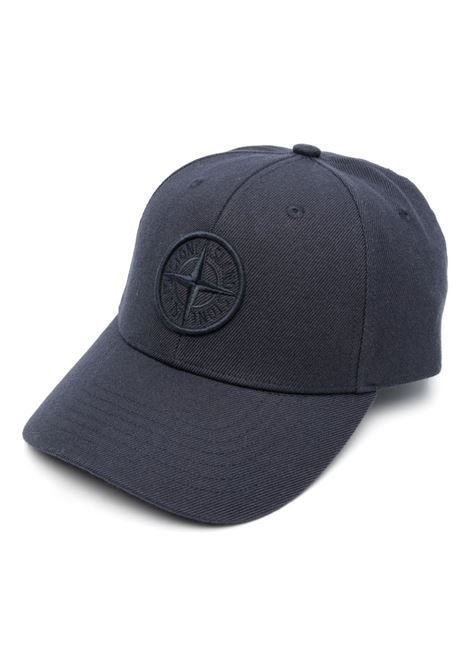 Cappello Da Baseball In Gabardine Blu Con Logo STONE ISLAND | 791599675V0020