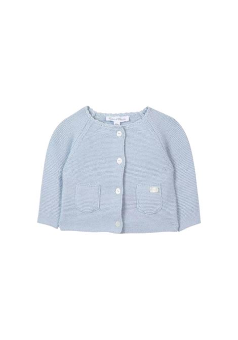 Light Blue Knitted Cardigan With Scalloped Crew Neck TARTINE ET CHOCOLAT | TX1802042
