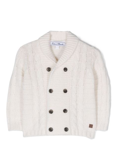 White Wool Double-Breasted Cardigan TARTINE ET CHOCOLAT | TX1809113