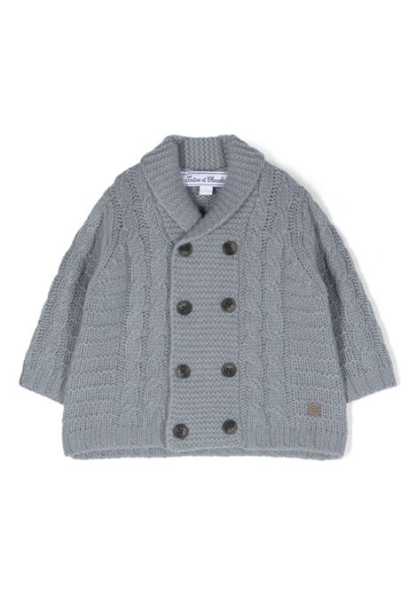 Blue Wool Double-Breasted Cardigan TARTINE ET CHOCOLAT | TX1809140