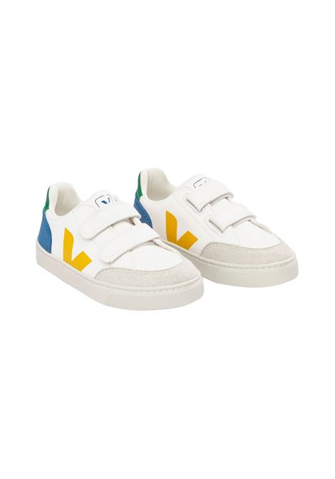 V-12 ChromeFree Leather Sneakers In White/Multicolor VEJA KIDS | XV0503229CWHITE/MULTICOLOR