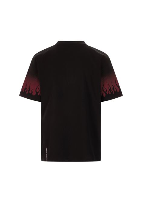Black T-Shirt With Negative Red Flames VISION OF SUPER | VS00309BLACK/RED