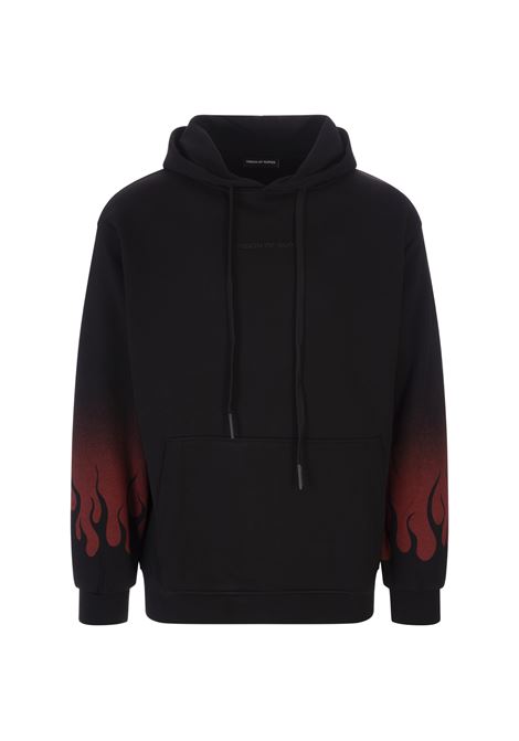 Black Hoodie With Negative Red Flames VISION OF SUPER | VS00313BLACK/RED