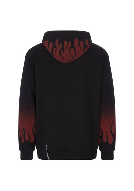 Black Hoodie With Negative Red Flames VISION OF SUPER | VS00313BLACK/RED