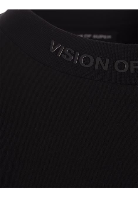 T-Shirt Nera Con Fiamme Bianche Sfumate VISION OF SUPER | VS00804BLACK/WHITE