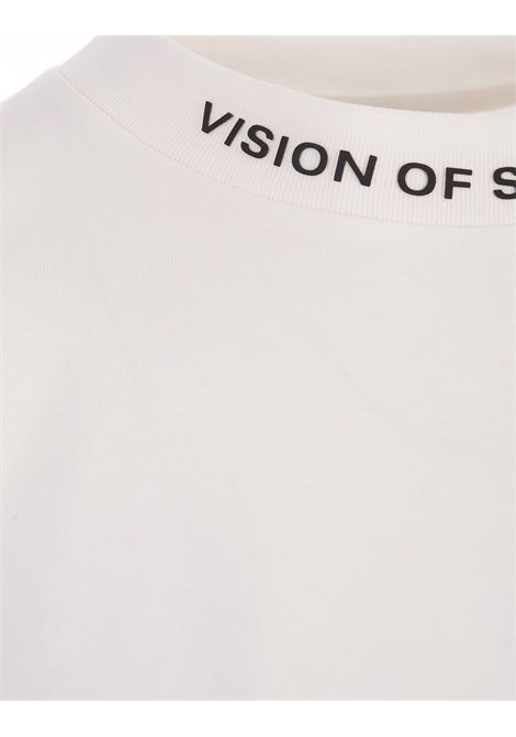 T-Shirt Bianca Con Fiamme Nere Sfumate VISION OF SUPER | VS00805WHITE/BLACK