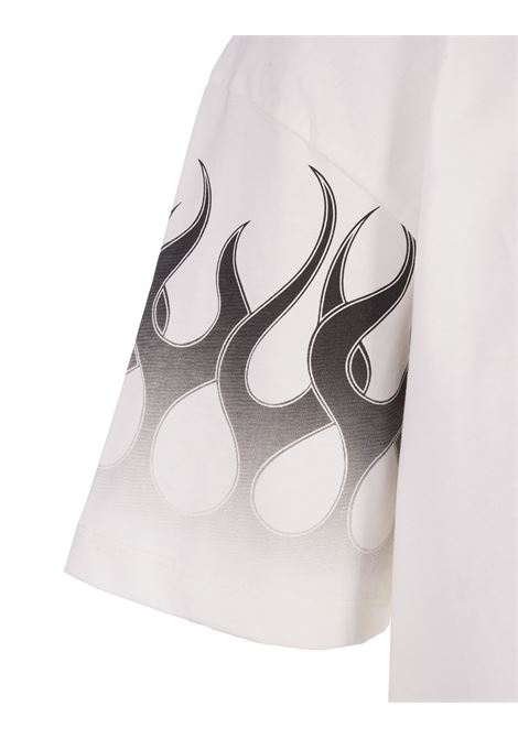 White T-Shirt With Faded Black Flames VISION OF SUPER | VS00805WHITE/BLACK
