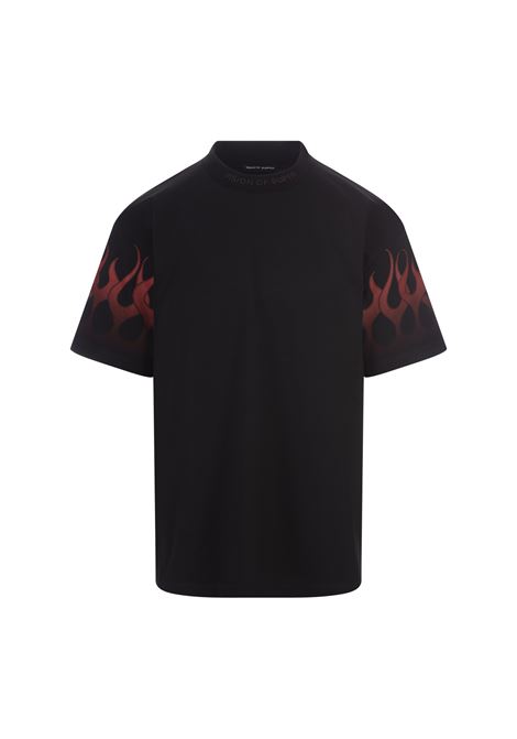 T-Shirt Nera Con Fiamme Rosse Sfumate VISION OF SUPER | VS00806BLACK/RED