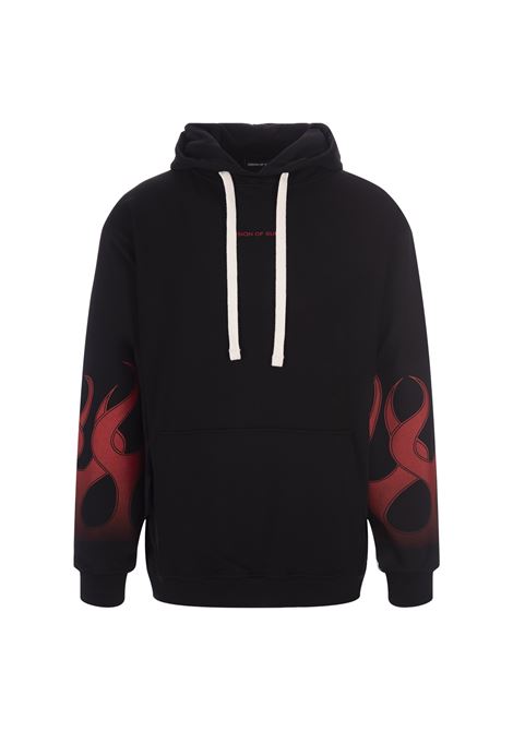 Black Hoodie With Faded Red Flames VISION OF SUPER | VS00811BLACK/RED