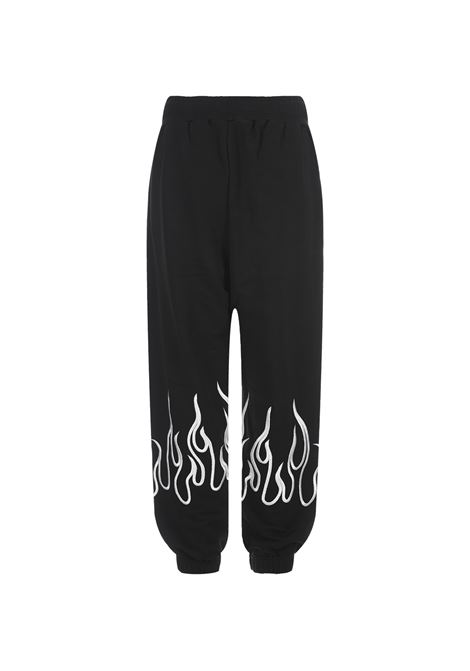 Black Joggers With Embroidered White Flames VISION OF SUPER | VS00858BLACK/WHITE