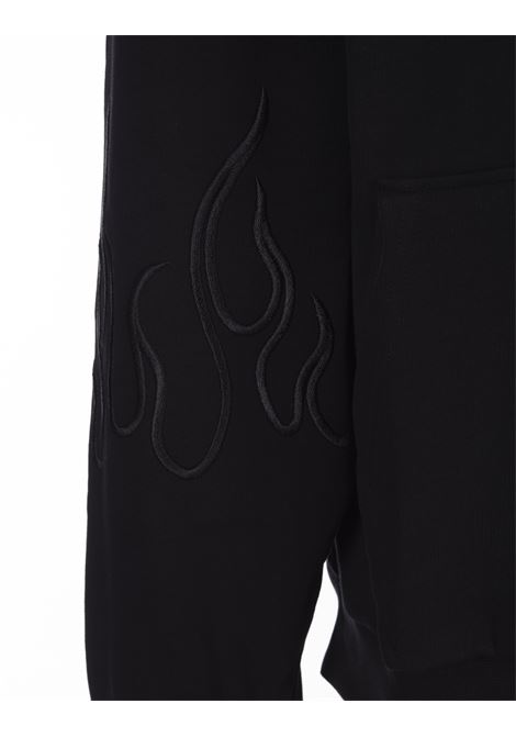 Black Hoodie With Embroidered Black Flames VISION OF SUPER | VS00862BLACK/BLACK