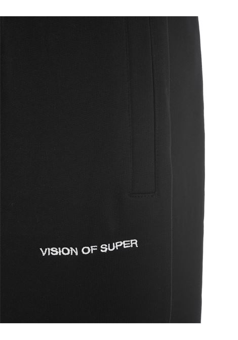 Black Joggers With Embroidered Black Flames VISION OF SUPER | VS00864BLACK/BLACK