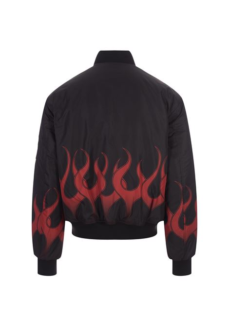 Black Padded Bomber Jacket With Red Flames VISION OF SUPER | VS00889BLACK/RED