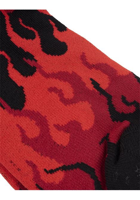 Black Socks With Triple Red Flame VISION OF SUPER | VS01010BLACK/RED
