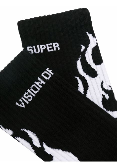 Black and White Flame Logo Socks VISION OF SUPER | VSA00164CZBLACK/WHITE