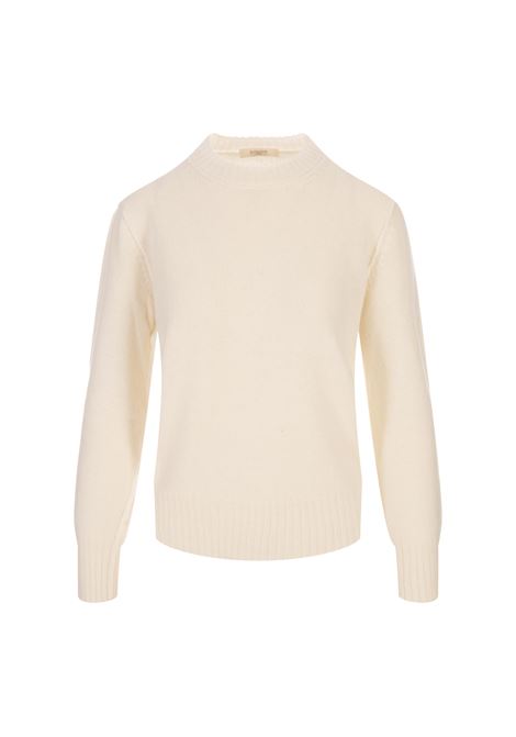 Ivory Crew Neck Pullover in Wool and Certified Angora ZANONE | 853086-ZN678Z9082