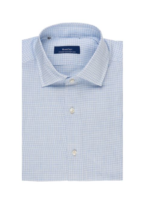 Checked Light Blue Linen Shirt RUSSO CAPRI | NS02003