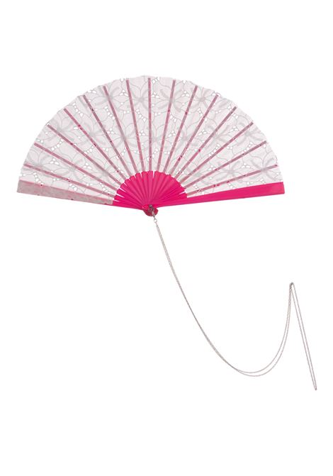 White and Fuchsia Embroidered Fan OLIVIER | PINK PAOLAPINK