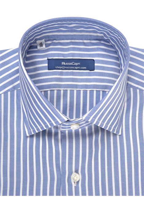 Blue and White Striped Oxford Cotton Shirt RUSSO CAPRI | F34846815RIGA