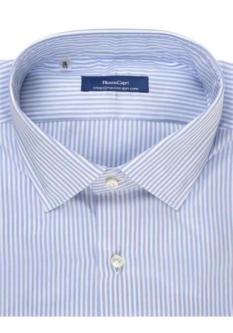 Camicia In Cotone Oxford Celeste a Righe Bengal RUSSO CAPRI | F34887719RIGA