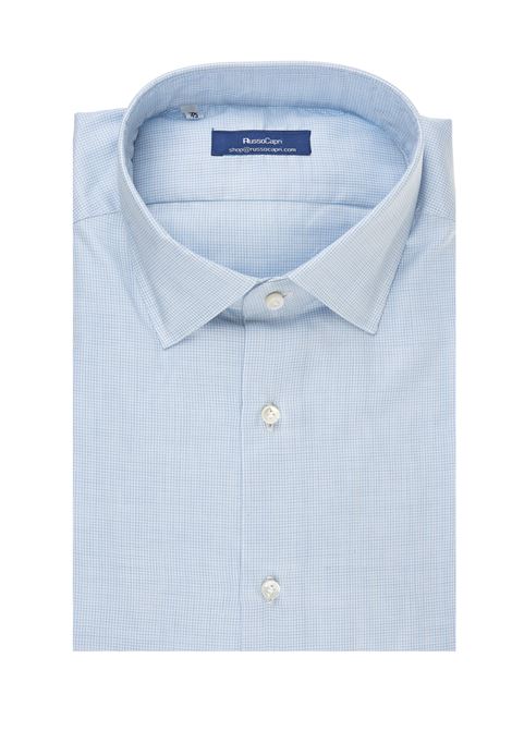 Light Blue and White Linen Shirt RUSSO CAPRI | F3683-44