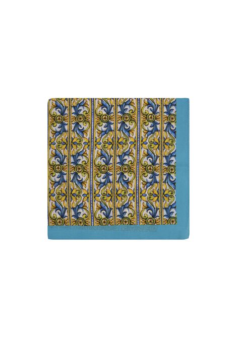 Handkerchief With Caprese Pattern In Yellow And Light Blue 813 (OTTO TREDICI) | FANTASIA CAPRESE 1/SAZZURRO