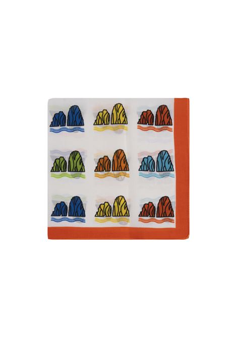 Pochette In Seta Con Pattern Faraglioni in Arancione/Multicolore 813 (OTTO TREDICI) | FARAGLIONI MULTI /MARANCIONE