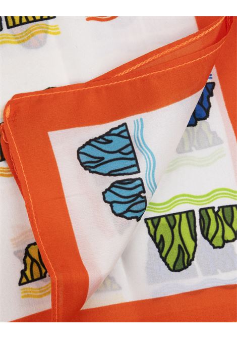 Silk Handkerchief In Orange With Multicoloured Faraglioni Pattern 813 (OTTO TREDICI) | FARAGLIONI MULTI /MARANCIONE